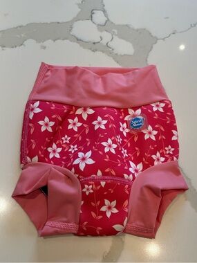 Splash About Happy Nappy reusable swim diaper in Pink Blossom Floral Size 6-12